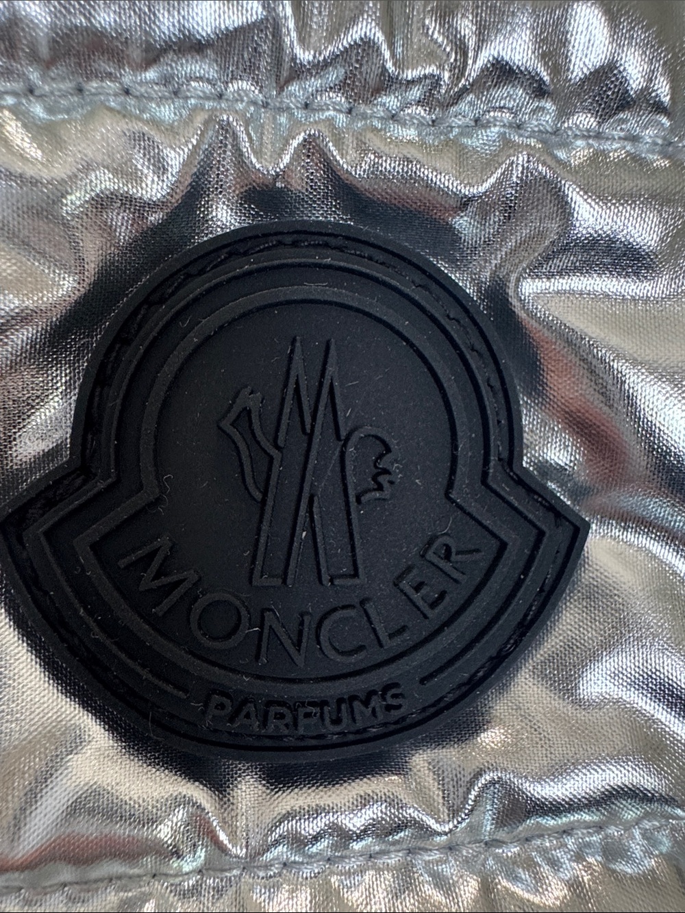 Moncler Metallic Silver Quilted Wristlet Clutch - Picture 5 of 5